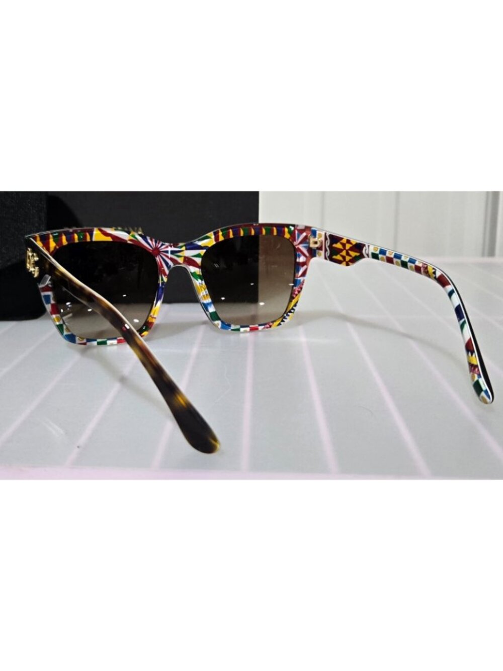 Dolce & Gabbana Havana Brown & White Barrow Square Sunglasses w/ Case & Sleeve - Picture 4 of 11